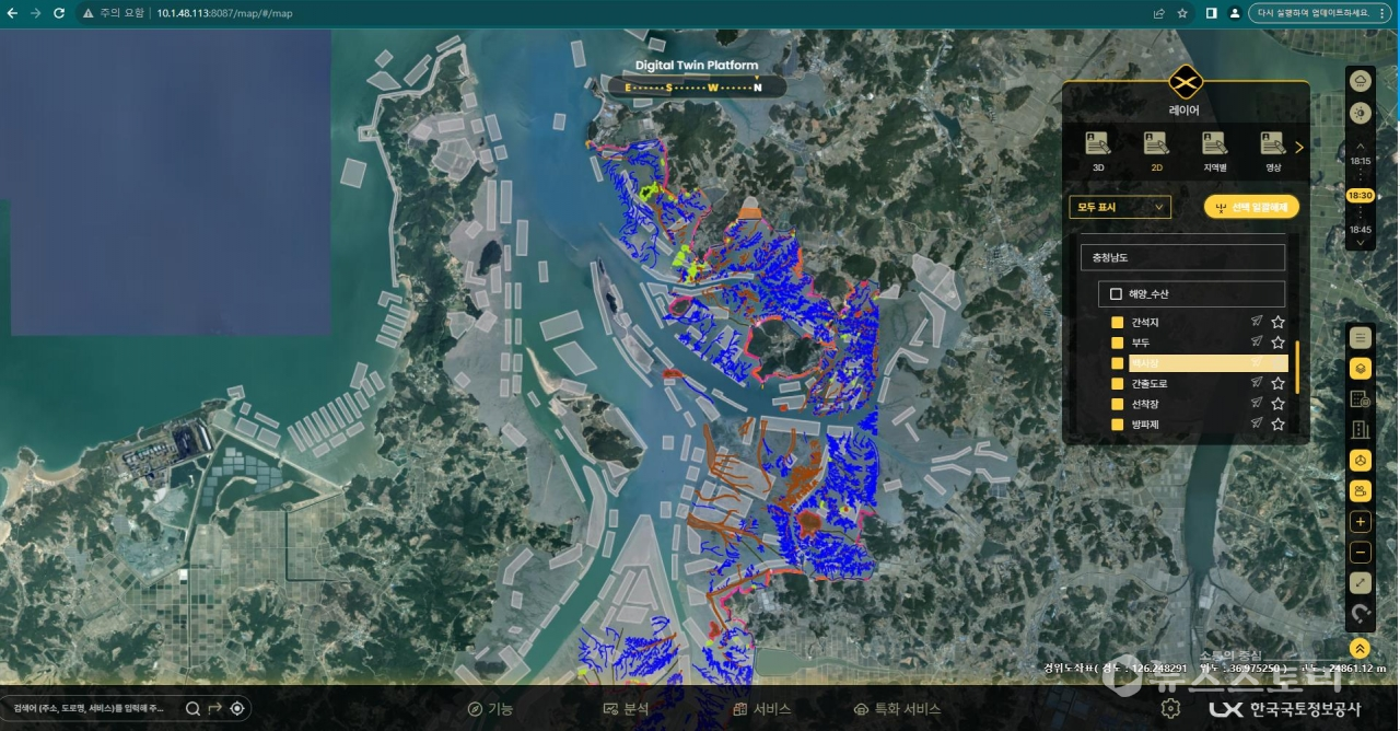 충남도가 유네스코 세계자연유산 등재를 추진 중인 서산 가로림만을 체계적으로 보존.활용하기 위해 전국 최초로 디지털 갯벌 지도를 구축했다. ⓒ충남도