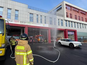 보령소방서, 전기차 화재 대응 훈련 실시